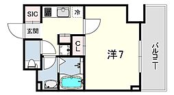GENOVIA神戸湊川公園 1Kの間取図画像
