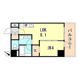 ブエナビスタ神戸駅前 1LDKの間取図画像