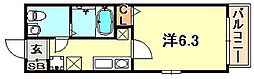 ダイドーメゾン神戸六甲 1Kの間取図画像