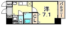 プレサンス神戸裁判所前デリシア 1Kの間取図画像