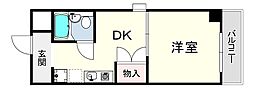 ビューライフ六甲 1Kの間取図画像
