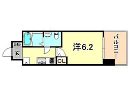 セレニテ三宮プリエ 1Kの間取図画像