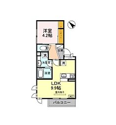 ディアコート 1LDKの間取図画像