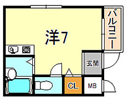 シティライフ稗原 ワンルームの間取図画像