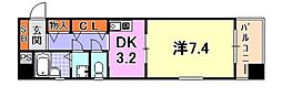 プレサンス新神戸 1DKの間取図画像