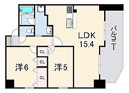 サムティグランツ神戸 2LDKの間取図画像