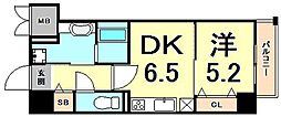 フォレ・リビエール磯辺通 1DKの間取図画像