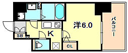 エスリード神戸三宮 1Kの間取図画像