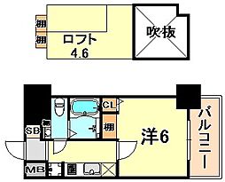 エステムコート神戸・県庁前4グランディオ 1Kの間取図画像