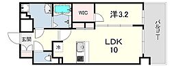 GENOVIA神戸湊川公園 1LDKの間取図画像