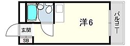 Riora神戸 ワンルームの間取図画像