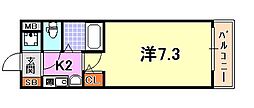 エステムコート新神戸エリタージュ 1Kの間取図画像