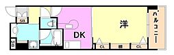 カイセイ神戸海岸通2 1DKの間取図画像