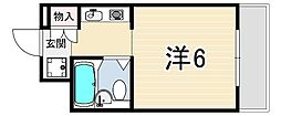 ロイヤルコート山本通 ワンルームの間取図画像