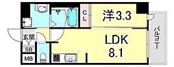 プレサンスブルーム新神戸 1LDKの間取図画像