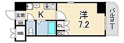 エスポワール三宮パート2 1Kの間取図画像