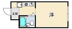 カサ水木 ワンルームの間取図画像