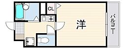 ヴェルディ神戸 1Kの間取図画像