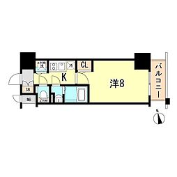 エスプレイス神戸ハーバーランド 1Kの間取図画像