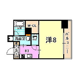 RESIDIA神戸元町 1Kの間取図画像