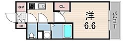 エスリード神戸大倉山ヒルズ 1Kの間取図画像