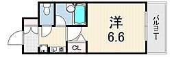 エスリード三宮第3 1Kの間取図画像