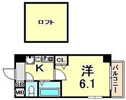 エステムコート神戸県庁前3フィエルテ 1Kの間取図画像