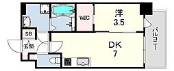 SDグランツ三宮イーストフロント 1DKの間取図画像