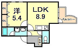 アミーグランコート三宮 1LDKの間取図画像