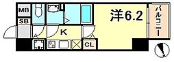 プレサンスジェネ新神戸ステーションフロント 1Kの間取図画像