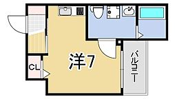 サンクラッソ神戸山手 ワンルームの間取図画像