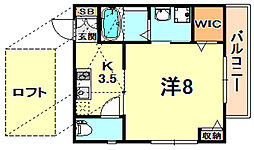 HCフラッツ青谷ガーデン 1Kの間取図画像