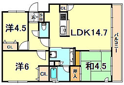 GROOVE神戸レジデンス 3LDKの間取図画像