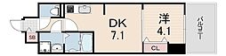 プレサンス神戸セレスティア 1DKの間取図画像