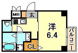 RESIDENCE六甲道 1Kの間取図画像