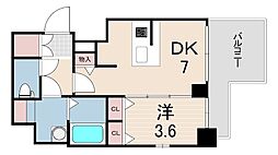 アドバンス神戸マーレ 1DKの間取図画像