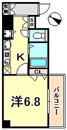 スワンズ神戸三宮イースト 1Kの間取図画像