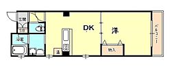 ディアコート神戸 1DKの間取図画像