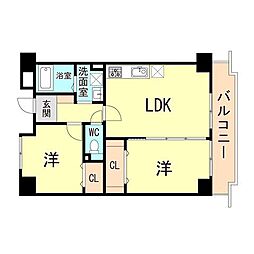 ミリオンベル神戸 2LDKの間取図画像