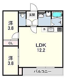TIO御崎公園 2LDKの間取図画像
