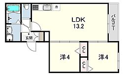 TIO御崎公園 2LDKの間取図画像