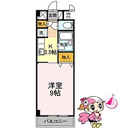 グリーンリバティー新蔵 1Kの間取図画像