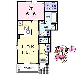 クラール安宅E 1LDKの間取図画像