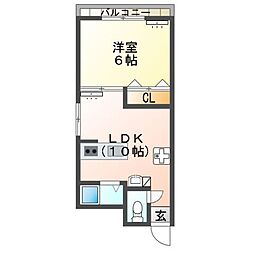 コーポ俊 1LDKの間取図画像
