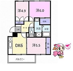 コーポラフォーレB 3DKの間取図画像