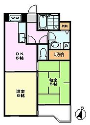 ラポールヤマミツ 2DKの間取図画像