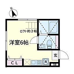 リバネックス菊名 ワンルームの間取図画像