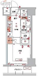 ハーモニーレジデンス横浜大通り公園EIRAKU 3階1Kの間取り