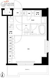 ルーブル武蔵小杉伍番館 1階1Kの間取り