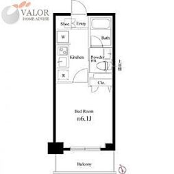 コートブランシェ 1Kの間取図画像
